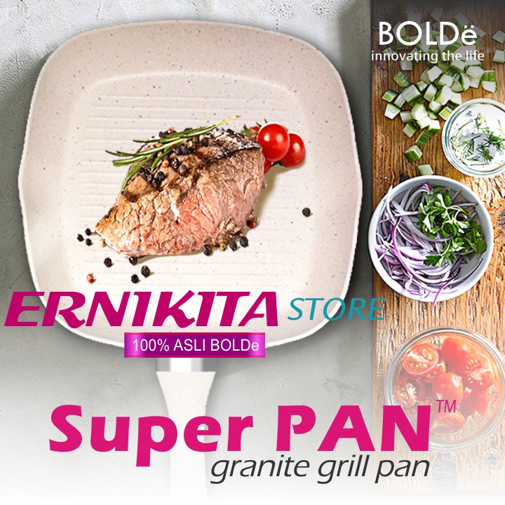 BOLDe GRILL PAN 28 CM - Super Pan Wajan Pemanggang Granite Coating