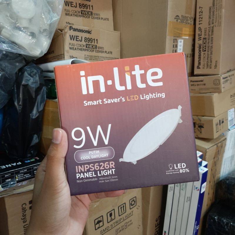 Downlight Panel LED 9w 9watt Inlite in-lite Lampu Plafon Celling