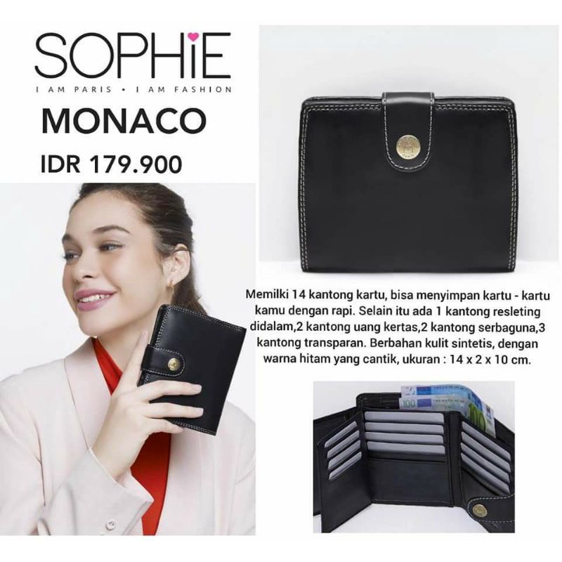 DOMPET KULIT HITAM KECIL MONACO SOPHIE MARTIN PARIS PROMO WALLET