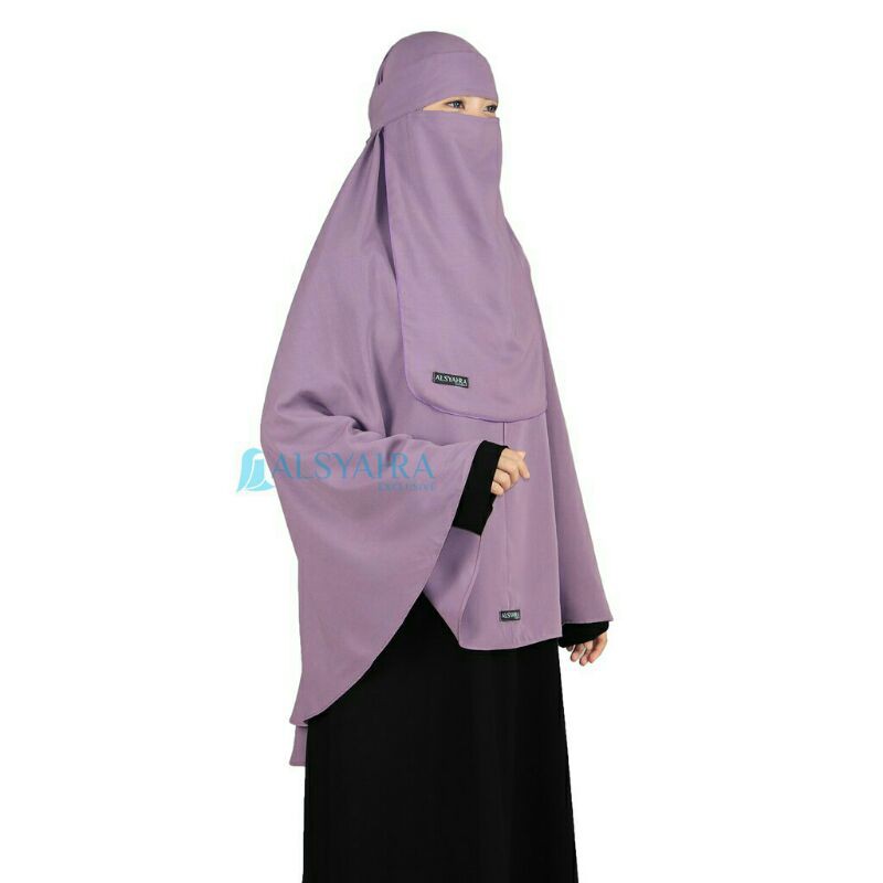 Alsyahra Exclusive Set Khimar Non Pet Bonus Niqab Bandana Wolfis