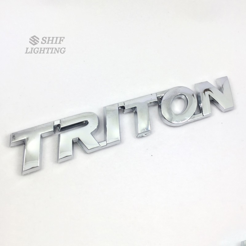 1pc Stiker Emblem Logo TRITON Bahan ABS Warna Silver Untuk Mobil Mitsubishi
