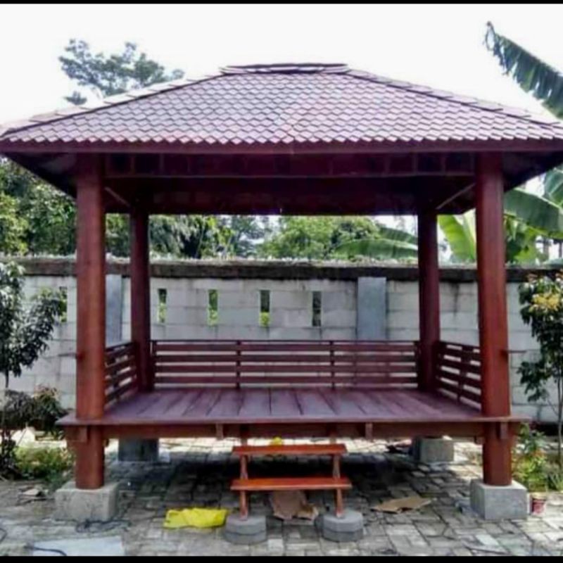 Jual gazebo kayu glugu / gazebo minimalis / gazebo murah / gazebo kayu