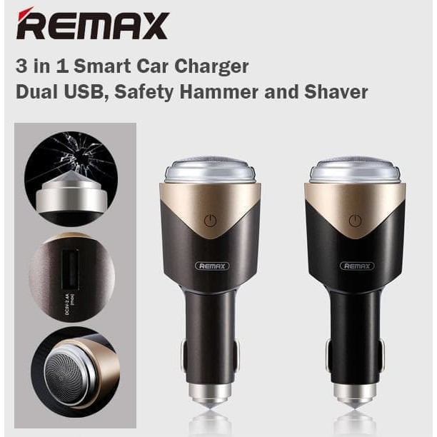 Remax 3 In 1 Smart Car Charger, Safety Hammer &amp; Shaver RT-SP01 Series