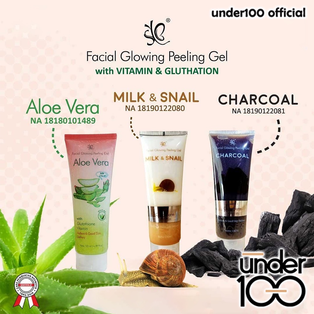 ❤ UNDER100 ❤ SYB Facial Glowing Peeling Gel Aloe Vera | Milk &amp; Snail | Charcoal | Peeling Wajah 130 ml Tube (✔BPOM)