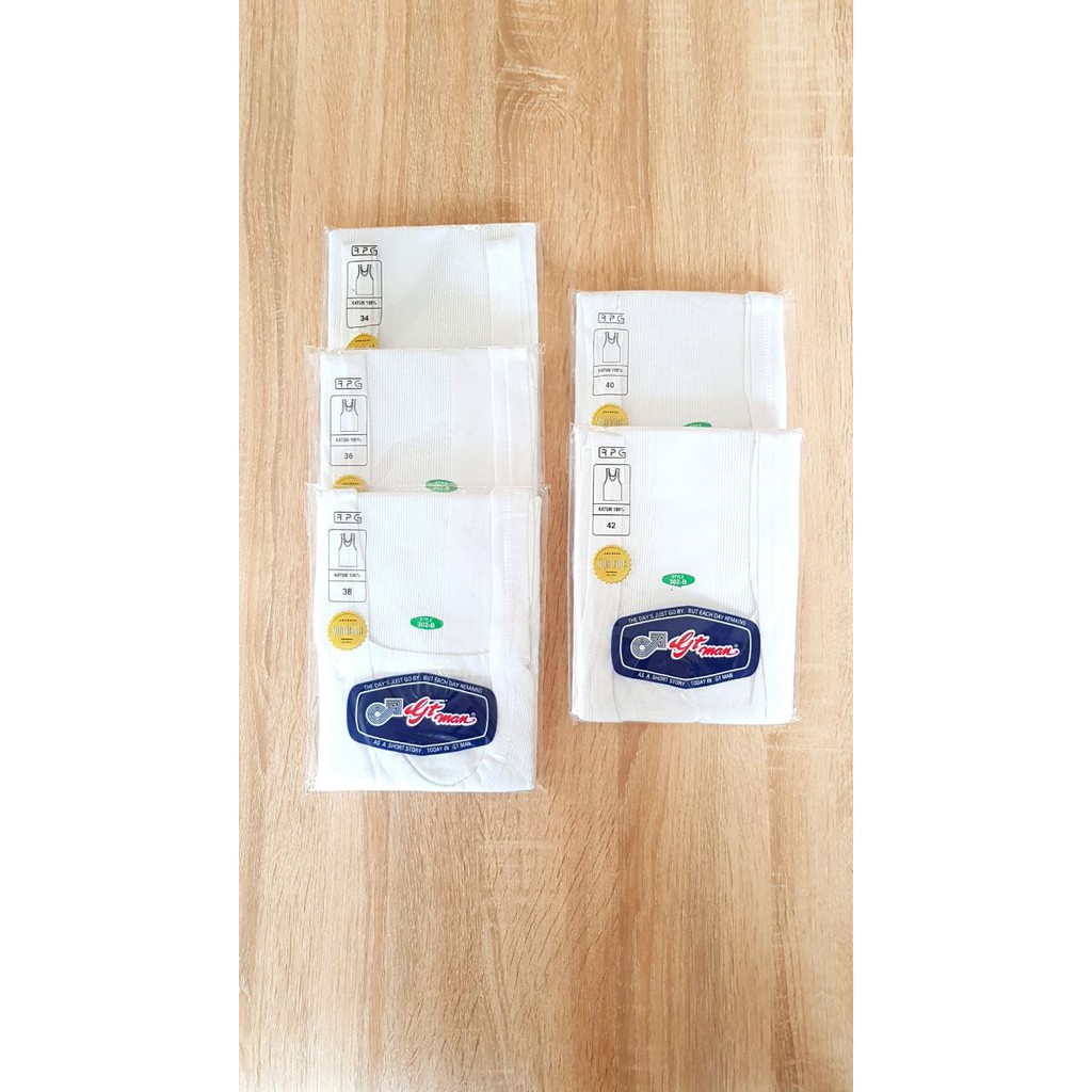 GT Man 302B GTMan 302 - Kaos Dalam Oblong Singlet Kutang Pria Cowok Salur Katun