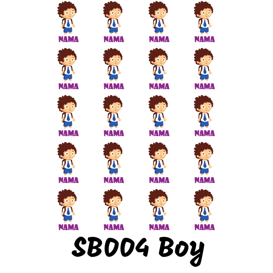 

Sticker Nama Cutting Label Waterproof Tahan Air Boy School 04 (SB004)