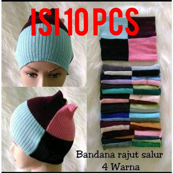 Ciput Rajut 4 Warna  Isi 10 Pcs Daleman Kerudung Material Bahan Polyester / Bandana Rajut / inner Hi