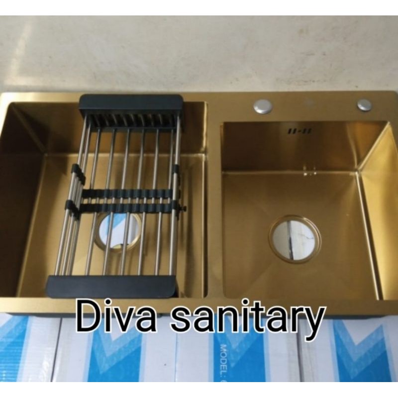 kitchen sink 8245 gold body only / bak cuci piring gold 2 lubang