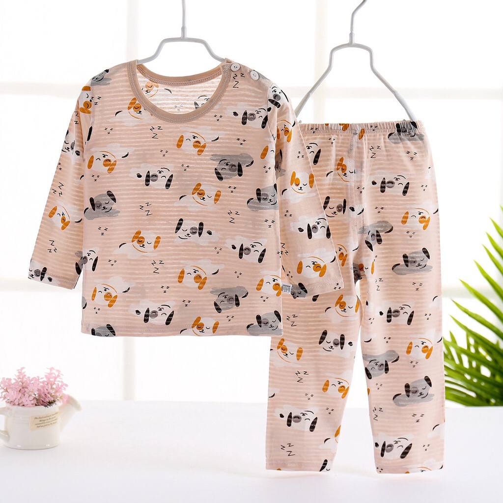 LIN9100 - Setelan Piyama Panjang Anak Bayi / Balita Karakter Lucu bahan katun