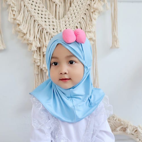 Jilbab Anak Bayi Balita Lubna Minie Mouse Pita Samping Usia 0-3 Tahun Bahan Jersey Terbaru Termurah / Alody's Collection