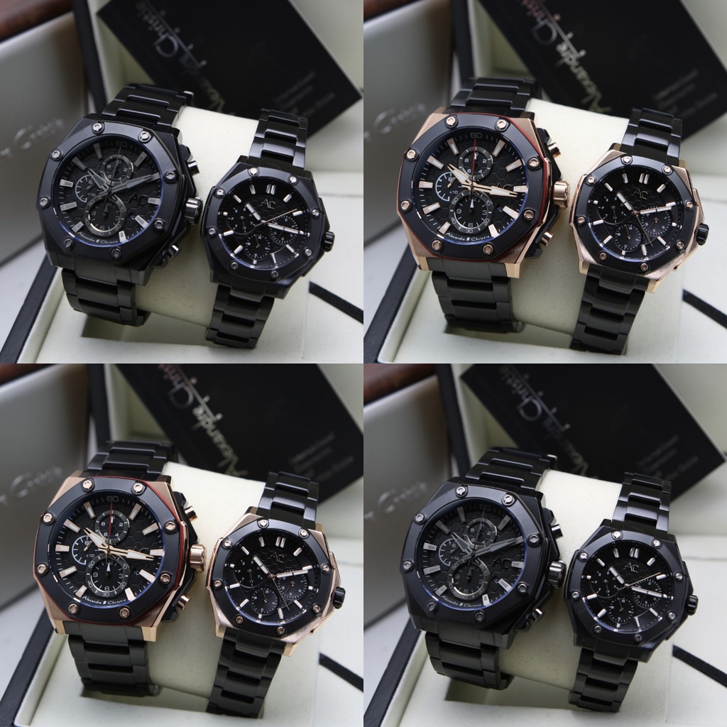 JAM TANGAN COUPLE ALEXANDRE CRHRISTIE AC 9601 COLLECTION RANTAI HARGA SEPASANG ORIGINAL GARANSI RESMI 1 TAHUN