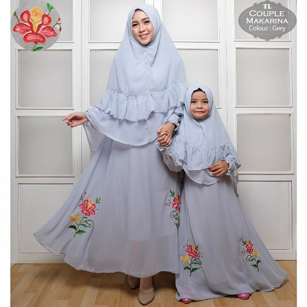top Tk Cp Mom Kids Makarina couple ibu anak perempuan gaun pesta hijab baju muslim gamis syari hitam
