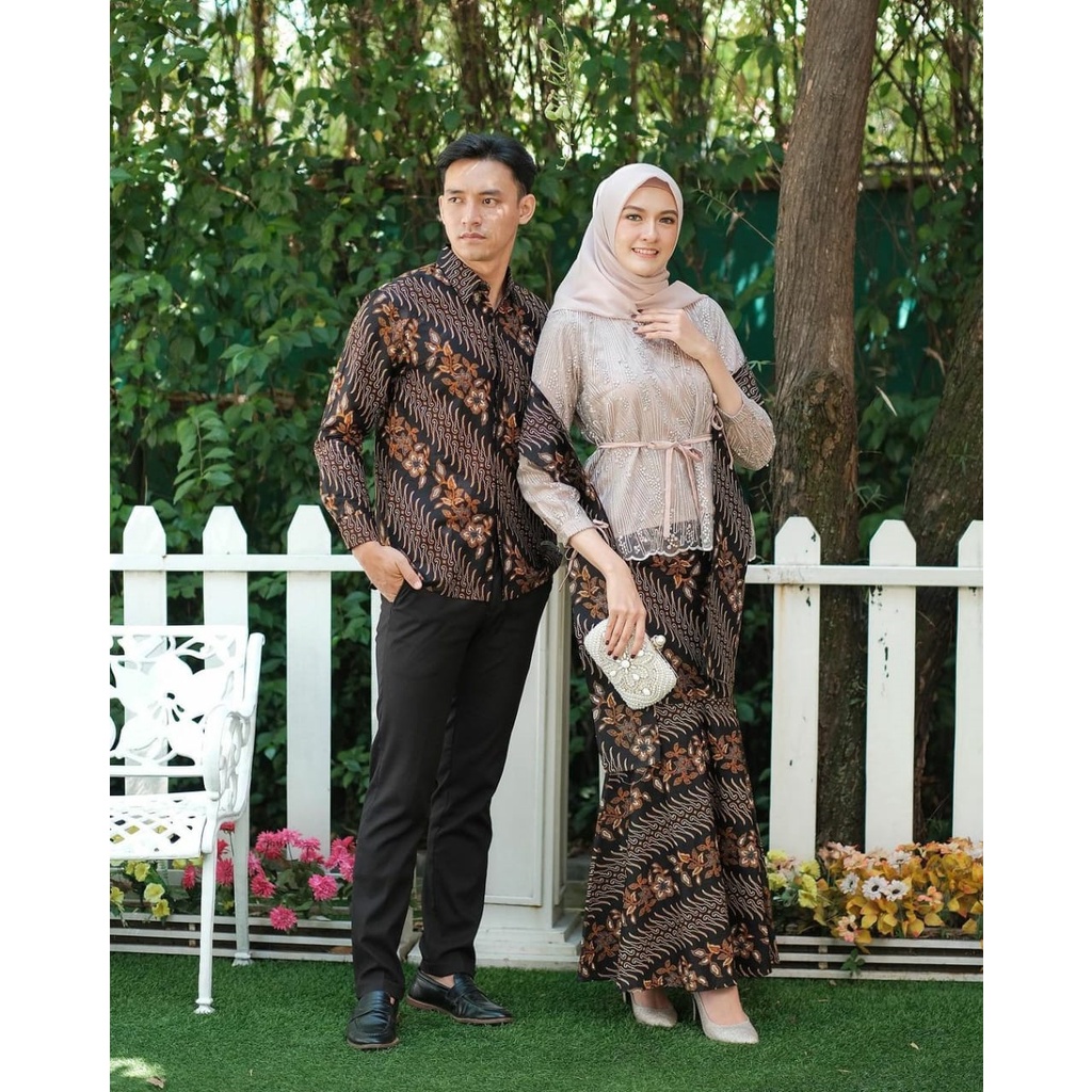 LUMBUNG BATIK | Batik Couple Bruklat Tille Azura Mini Blouse Silver free Selendang-1
