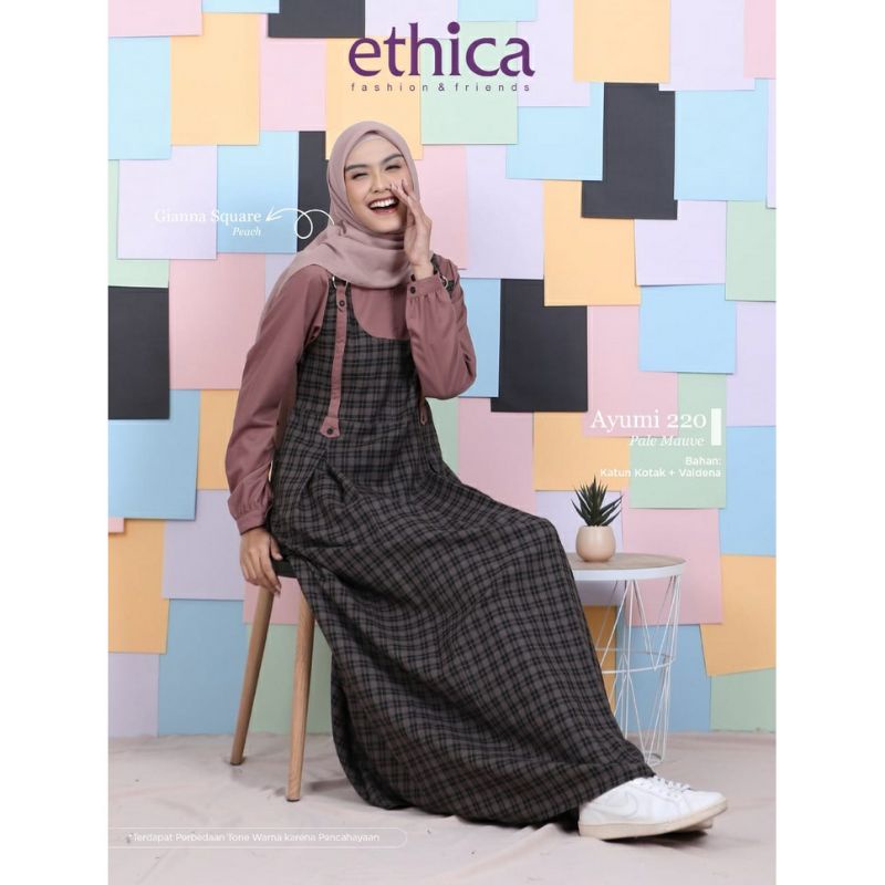 READY STOK GAMIS TERBARU ETHICA AYUMI 220 PALE MAUVE DUSTY GREEN, DUSTY ROSE,SKIPPER BLUE,OIL YELLOW