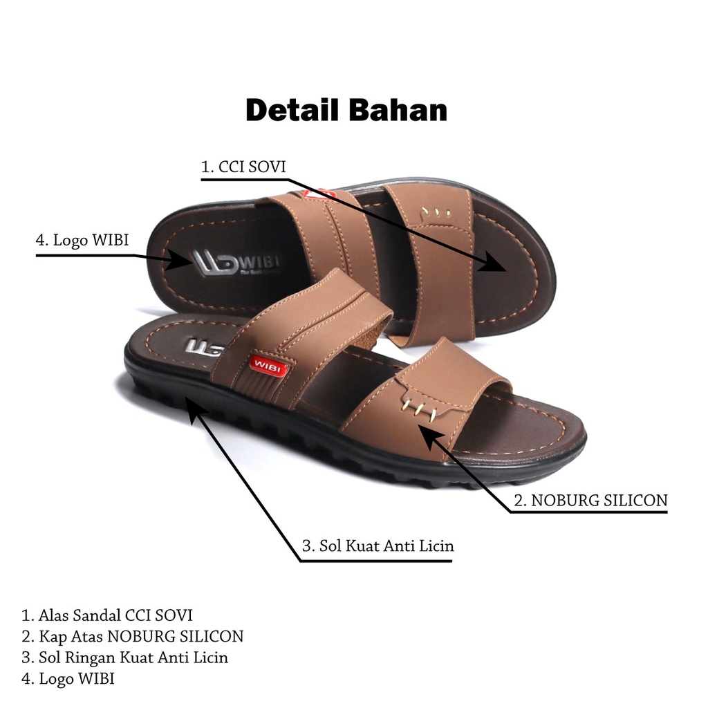 AFLAH X WIBI - Sandal Pria Slide Kulit Ban 2 Distro S23