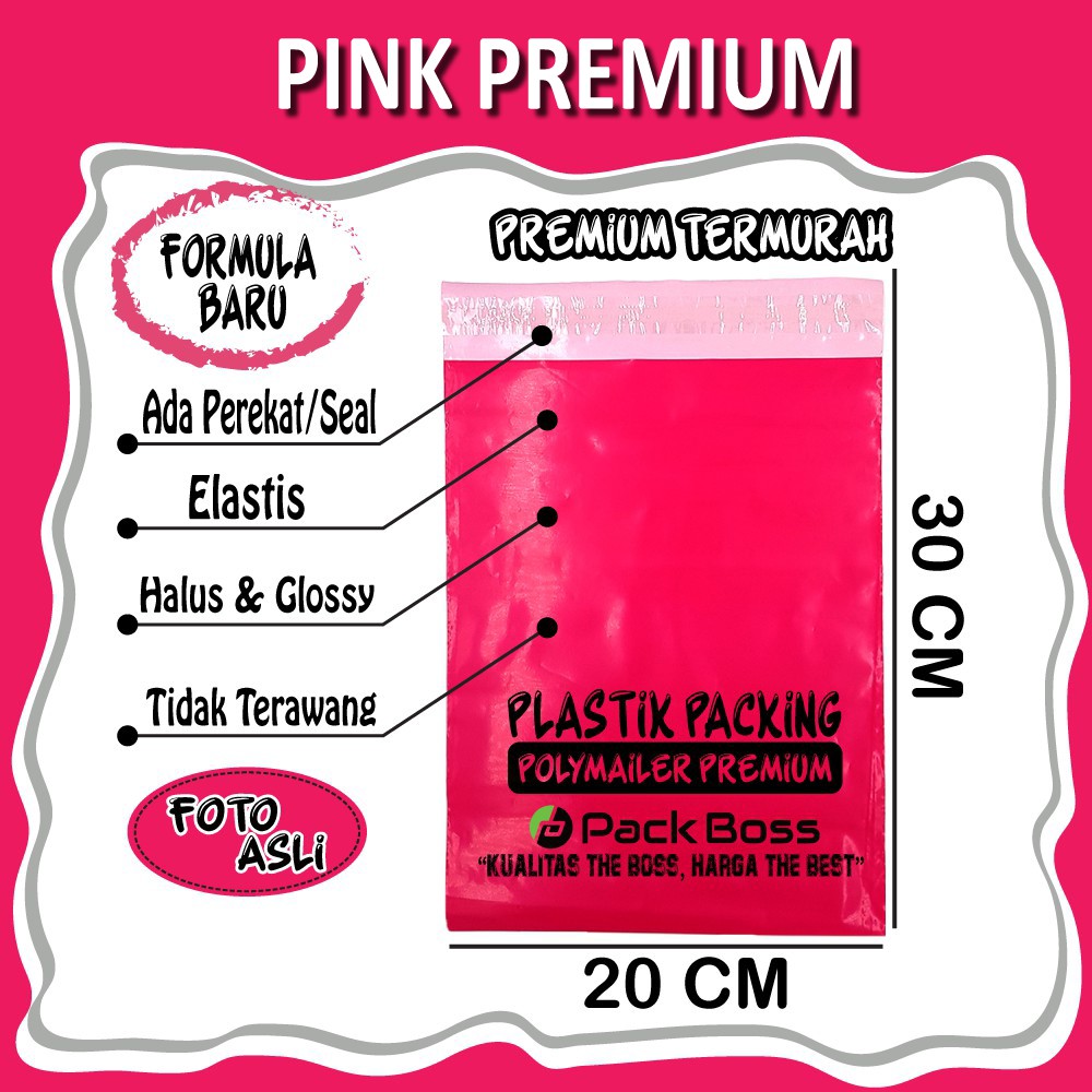 

PINK POLYMAILER 20x30 +/- 100 HALUS TEBAL BERKUALITAS LANGSUNG PABRIK RJ4