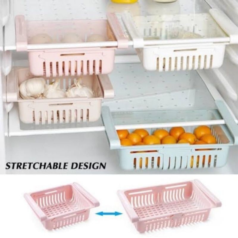 RAK KULKAS / RAK MULTIFUNGSI STORAGE BOX KULKAS ORGANIZER MULTIFUNGSI RAK KERANJANG JEPIT KULKAS SRBAGUNA RAK KULKAS LACI