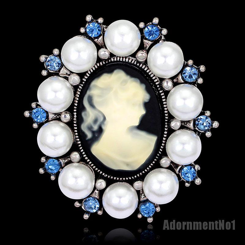 (Adornmentno1) 1pc Bros / Pin Gaya Victoria Motif Cameo Aksen Kristal Untuk Aksesoris Wanita / Pesta Pernikahan