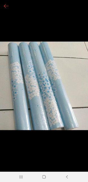Wallpaper Dinding Sticker 10mx45cm Motif Dandelion Biru Muda