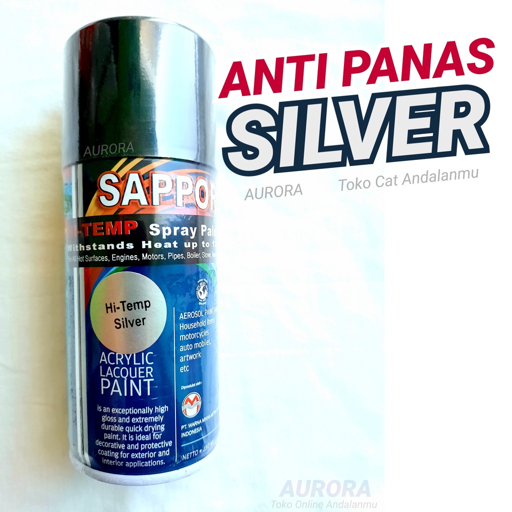 Cat Sapporo Anti Panas Silver Hi Temp Silfer Saporo Untuk Knalpot Kenalpot Kompor Mesin dll 150cc