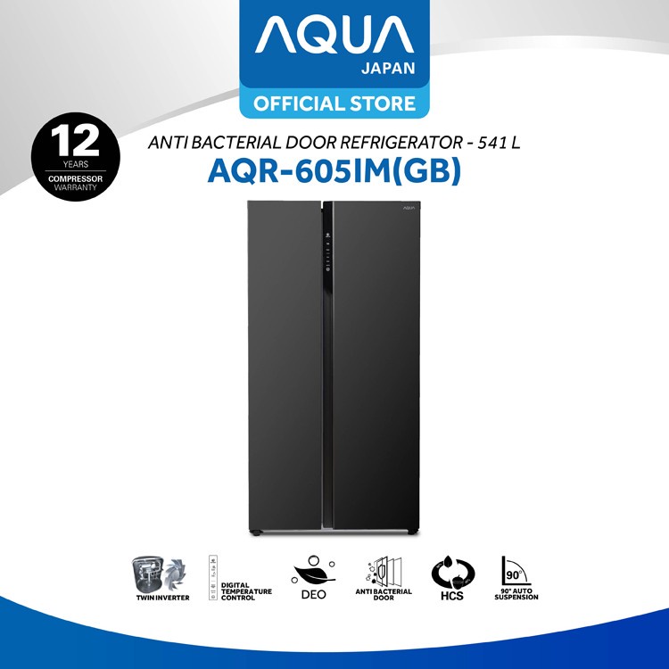 AQUA Kulkas AQR-605IM(GB) Side By Side INVERTER AQR-605 IM(GB)