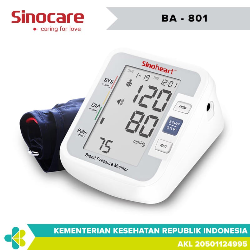 Tensimeter Digital Sinocare Sinoheart BA-801 | Tensi / Alat Cek Tekanan Darah Otomatis BA801