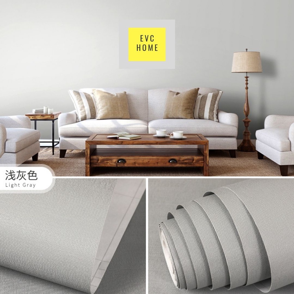 EVCHOME 45CM x 8M Wallpaper Sticker Embos 3D Premium Polos Light Grey / Wallpaper Dinding