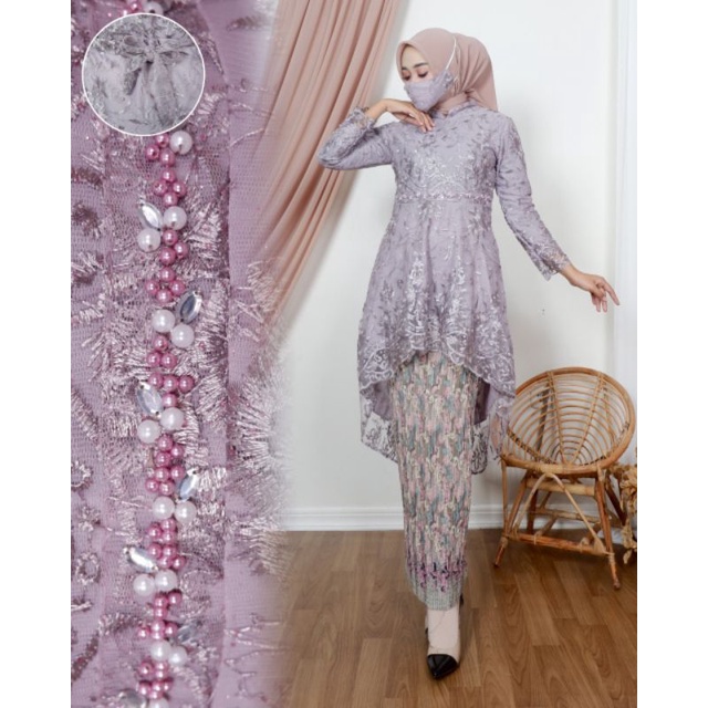 Permata Olshop / Kebaya Aurora Zahra Mutiara Payet ST / Kebaya Wisuda / Kebaya Seragam Nikah / Kebaya Brukat Payet Modern / Kebaya Lesty