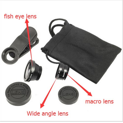 Fish Eye Universal 3 Dalam 1 Klip Macro Sudut Lebar Ponsel Lensa Kamera Ponsel