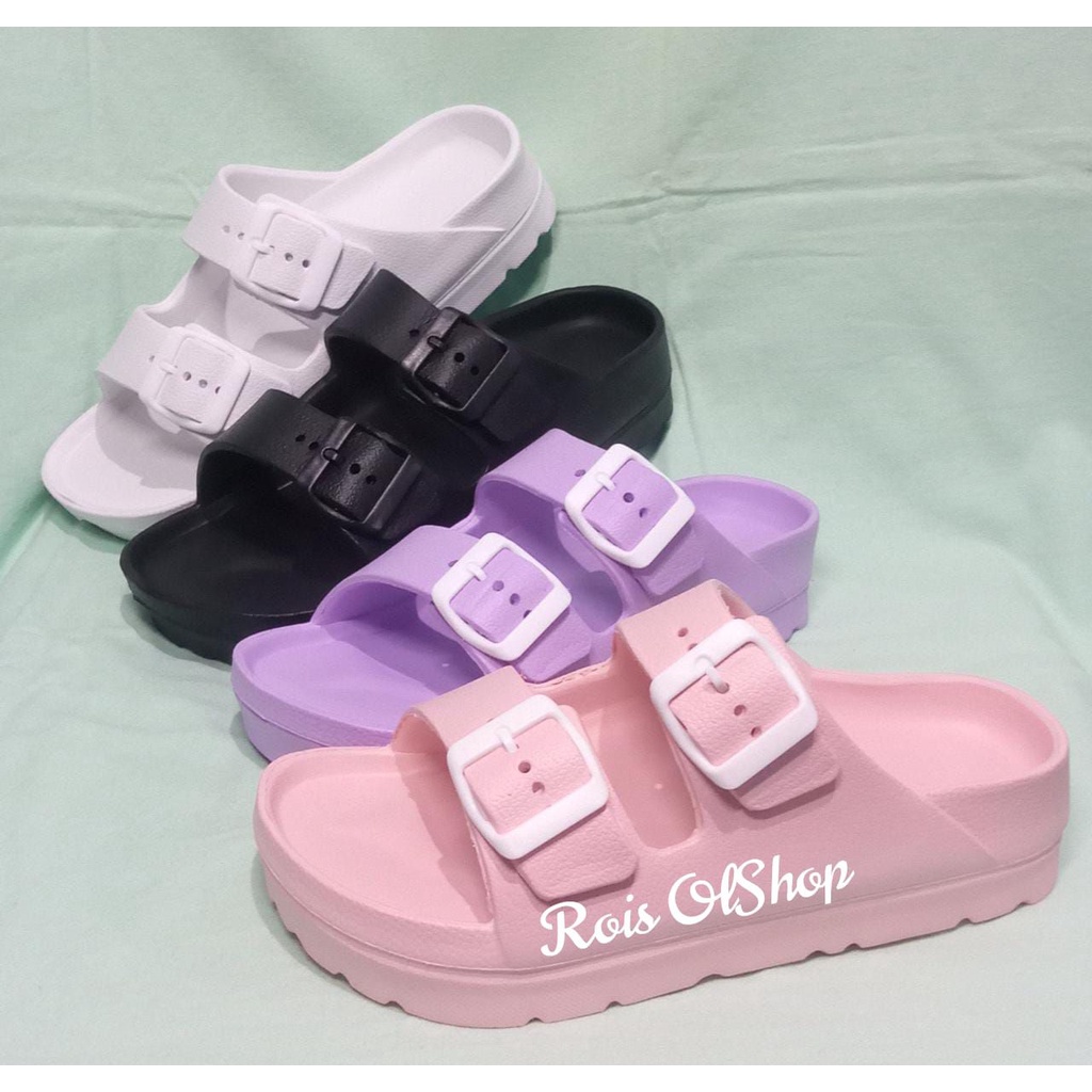 Sandal slop wanita korea style karet jelly tebel ban 2 original / sendal selop jely cewek dewasa perempuan