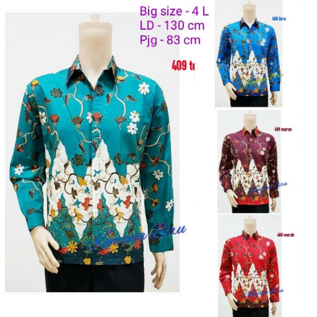 409 kemeja batik 4 L hem big size jumbo lengan panjang