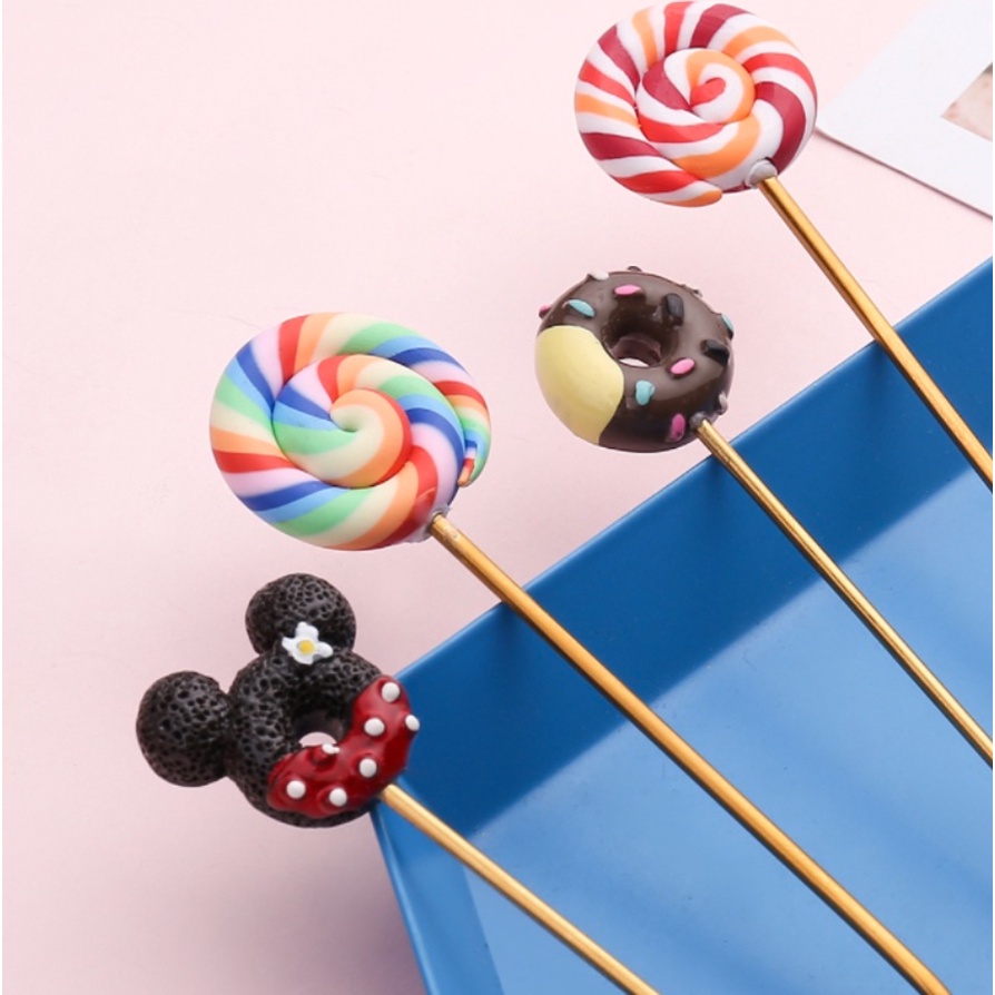 SENDOK GARPU TEH KOPI KUE DESSERT DISNEY SET / SENDOK GARPU STAINLESS STEEL LUCU MEWAH ELEGANT ESTETIK BENTUK DONAT MICKEY MINNIE KOREA / TEA SPOON / DESSERT FORK SPOON / COFFEE SPOON