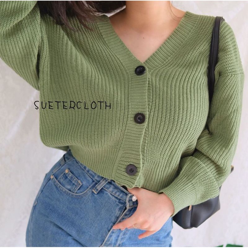 OLIVIA CARDY  / EIREN CROP CARDY / ATASAN BAJU RAJUT WANITA /KOREAN STYLE