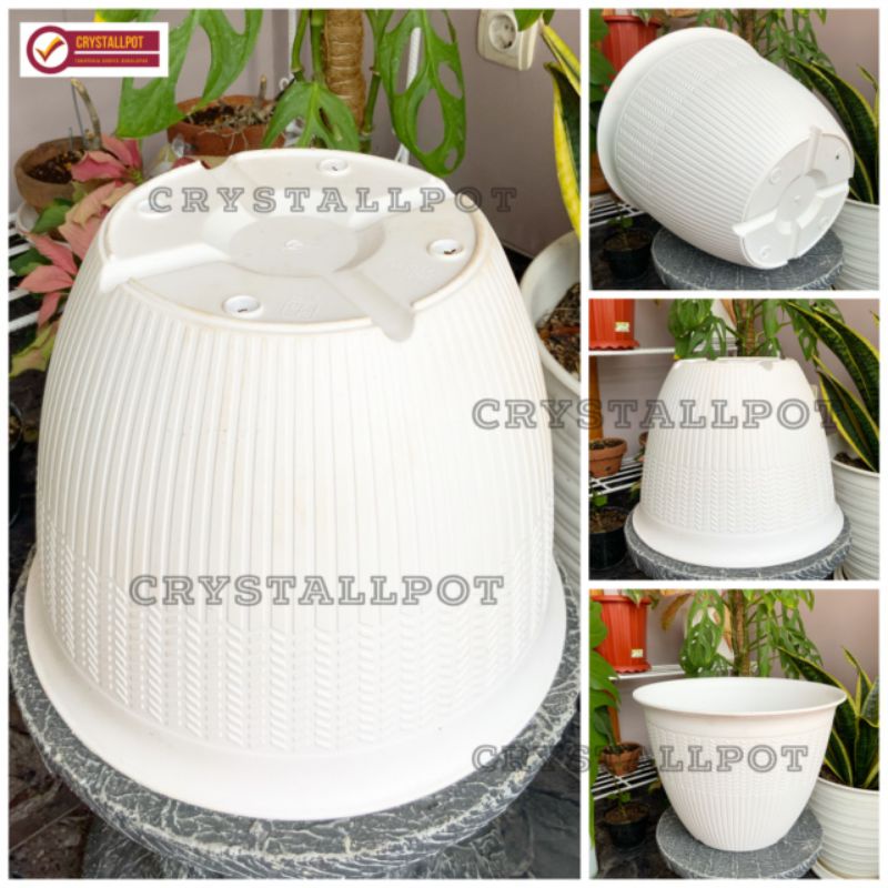 pot bunga tanaman cjp padi 30cm putih - CJP PADI 30 PUTIH 9930