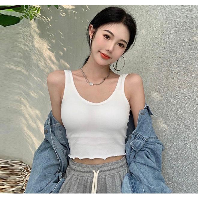 [ LINGERIE MASTER ] - (B-48) Tank Top Wanita Korean Style Fashion Tanktop Woman Basic-B-48 Putih