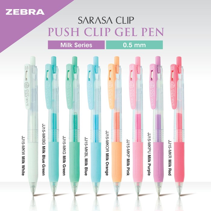 

Pulpen Gel Zebra Sarasa Clip Milky Series 0,5mm