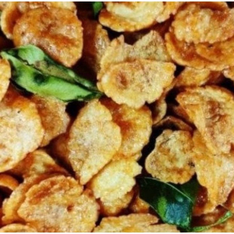 

cemilan makanan sehat snack emping pedas mini daun jeruk (tidak keras)