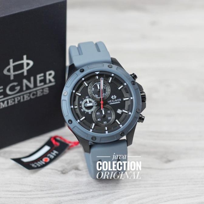 Jam Tangan Pria Hegner Hw440 Chrono Rubber Original Ultrashop09