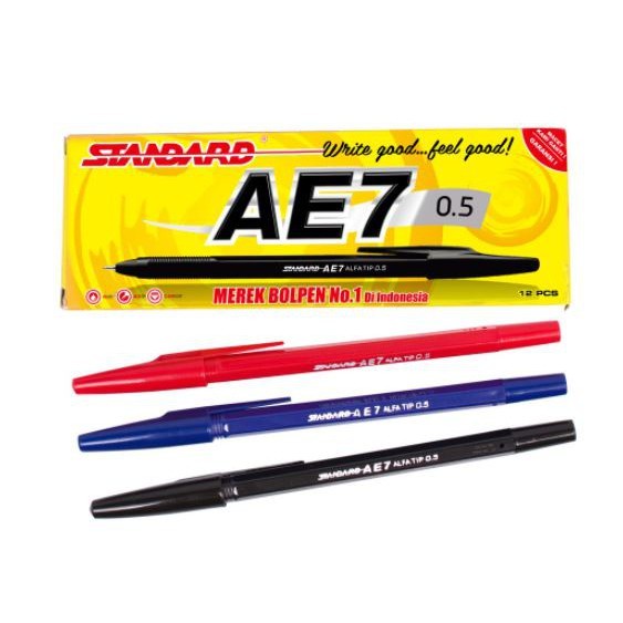 PULPEN BOLPEN BALL POINT PEN STANDARD AE7 0.5mm SUPER SMOOTH PER PCS