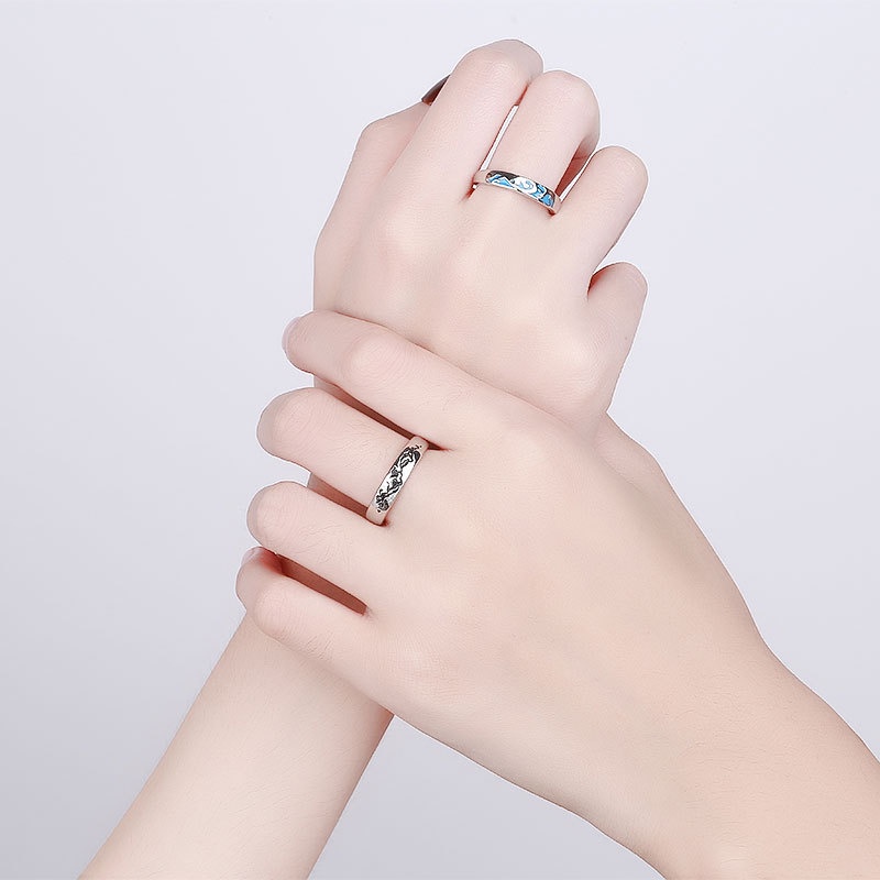 Cincin Model Terbuka Desain Hati Gaya Simple Untuk Pasangan