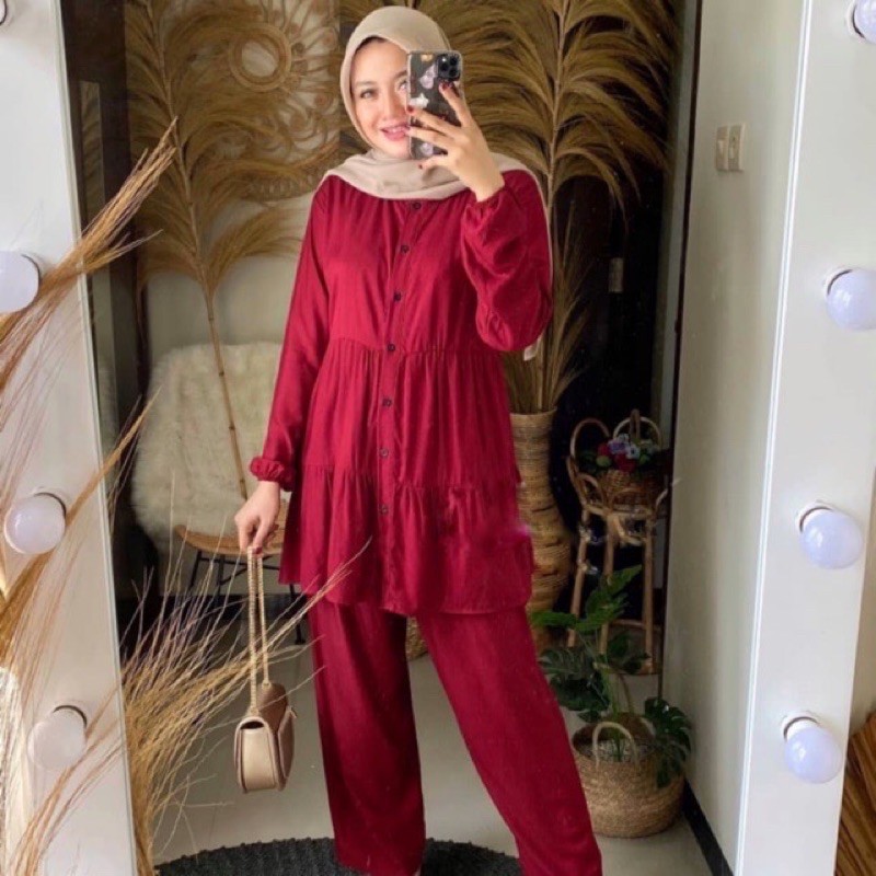 DELA ONESET SETELAN TUNIK DENA DAILY SET SETELAN CELANA BUSUI MOSCREP