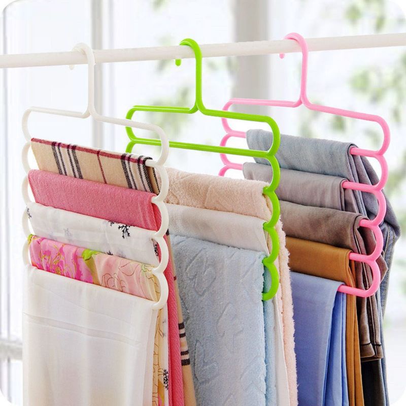 Hanger Baju 5 tingkat Jilbab HEMAT RUANG 5 in1 Gantungan Multifungsi Hanger Handuk celana baju anak Pakaian celana jaket scraft