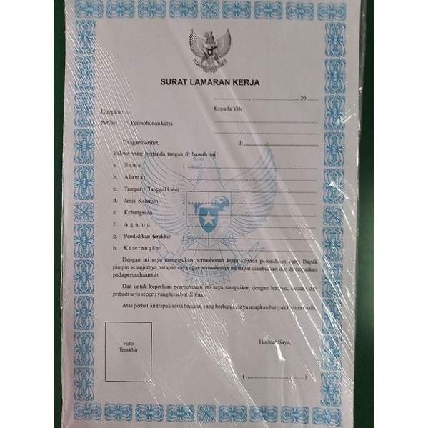 

BLANKO LAMARAN KERJA/BLANKO CV ISI 100 LBR