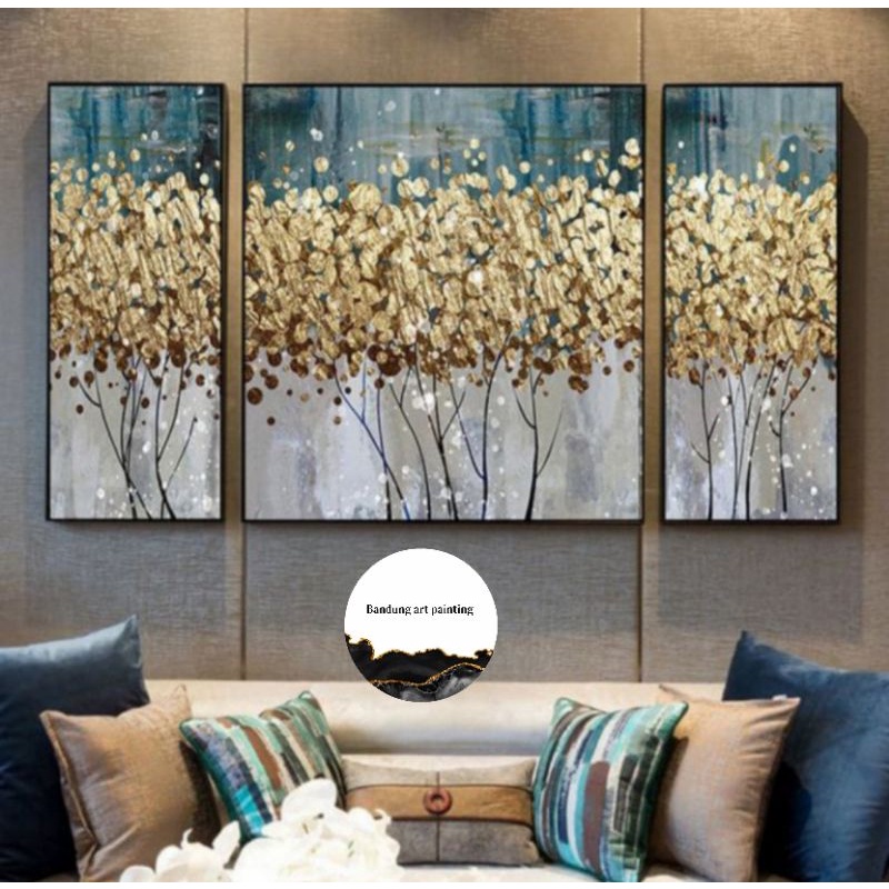 

lukisan gold panel modern