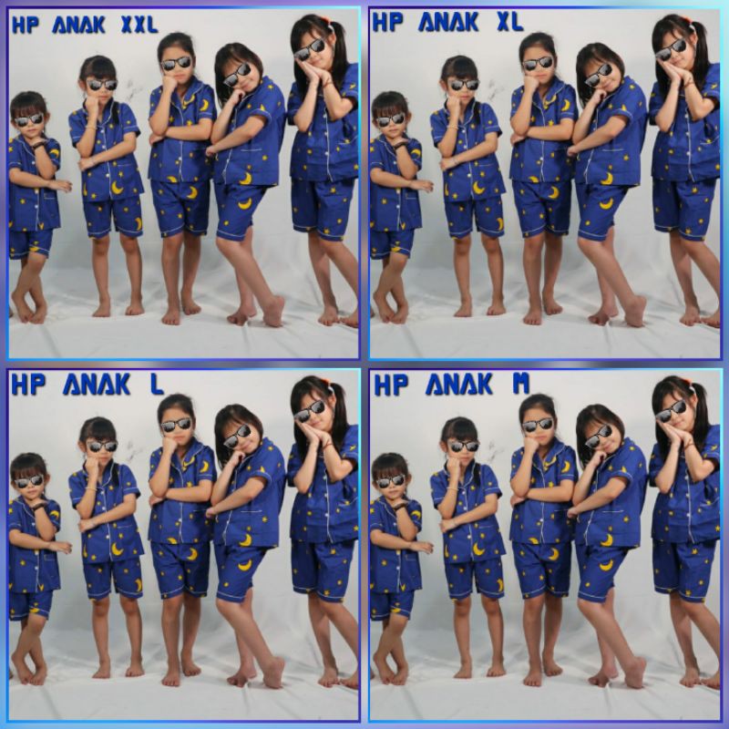 PIYAMA PASANGAN CELANA PENDEK BULAN BINTANG