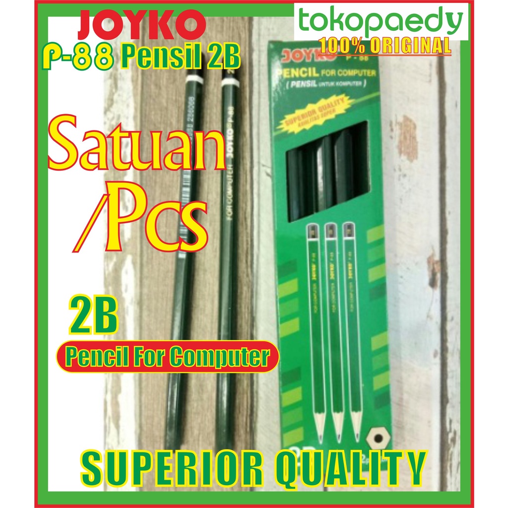 

[SATUAN] JOYKO Pensil 2B P-88 Hijau 1PCS (1 Buah) /P88 /Pensil Kayu 2B Merk JOYKO P-88 /Per Pieces
