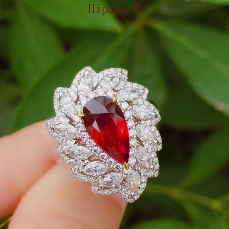 High-End Jewelry Natural Ruby Set Pendant Open Ring Earrings