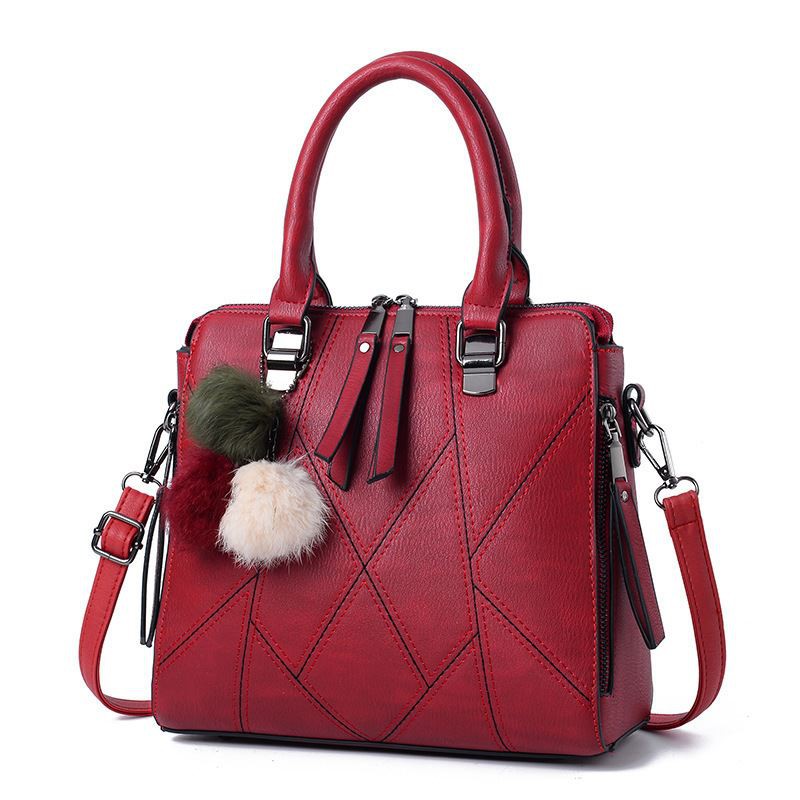 B1400-wine Tas Handbag Selempang Pom Pom Import