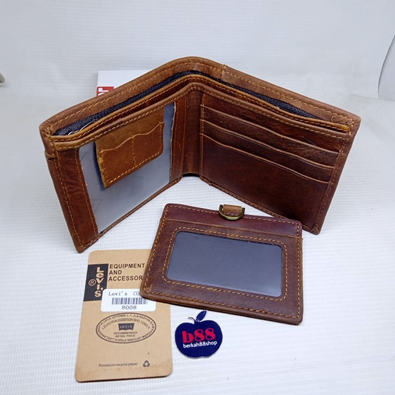 Dompet Pria LV 8008 Bonus Card Holder 100% Kulit Asli