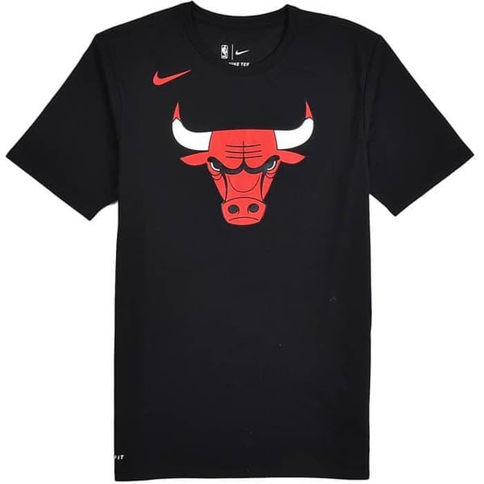 Baju Kaos Distro Nike NBA BASKETBALL CHICAGO BULLS logo Cotton 30s Sablon Polyflex Hitam